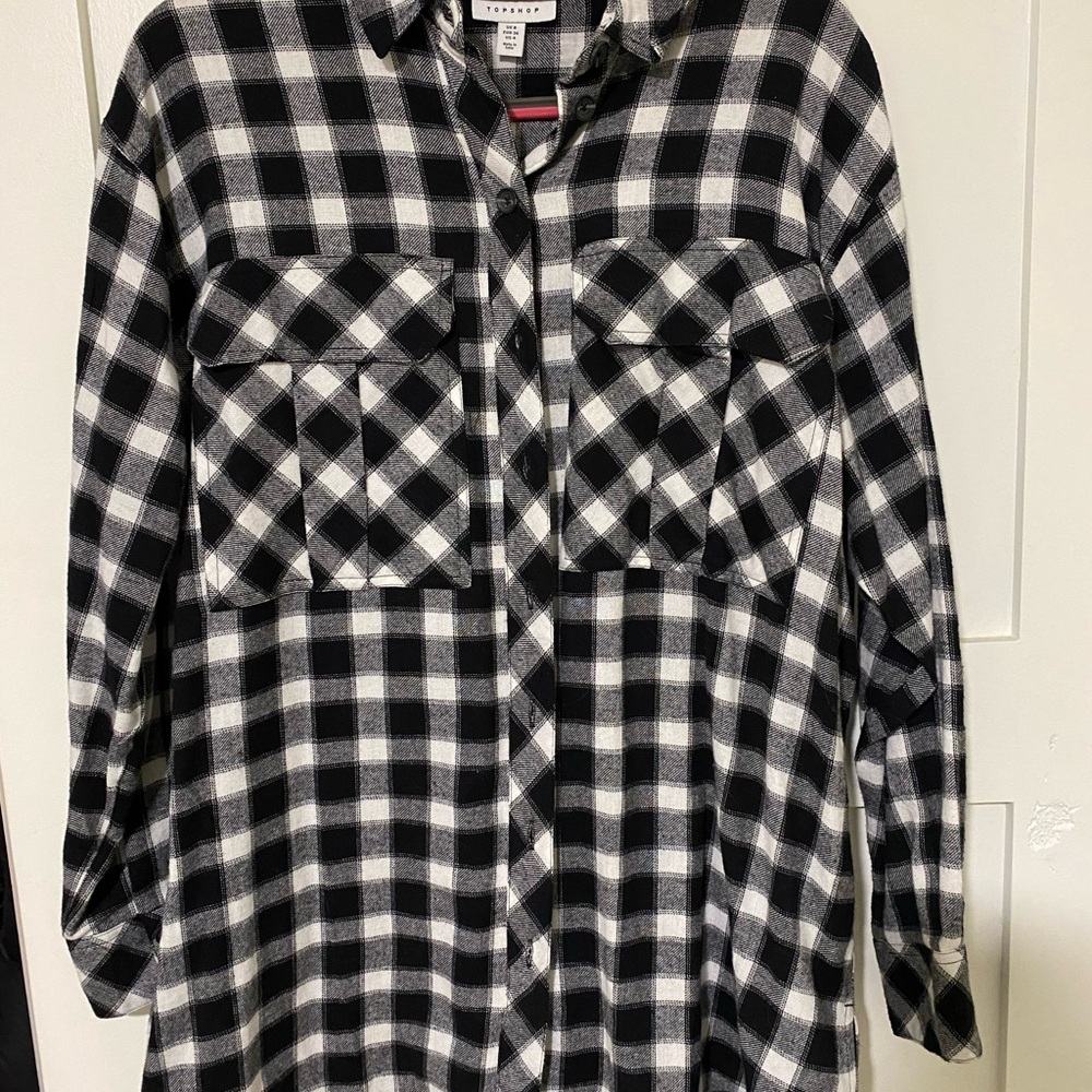 TopShop Oversize Plaid Button-Up Shirt